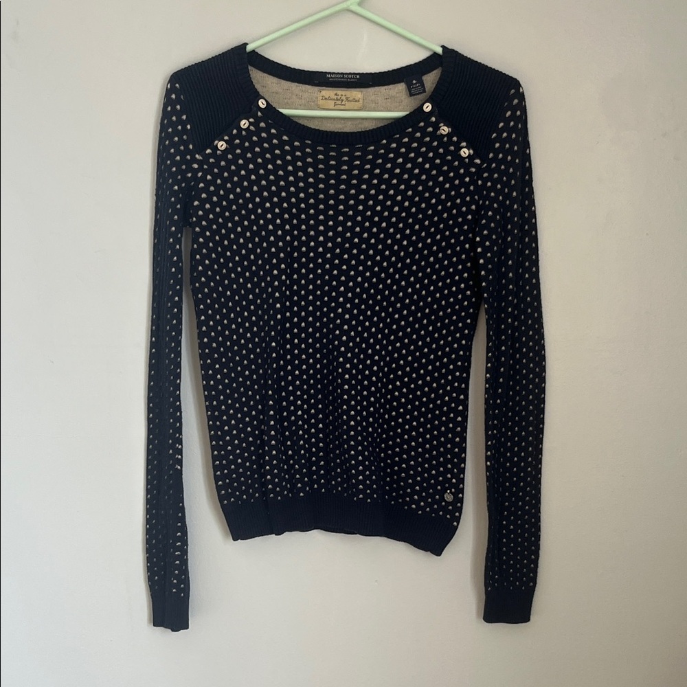 Scotch & Soda Navy and Cream Knit Sweater.  Size Petite Small